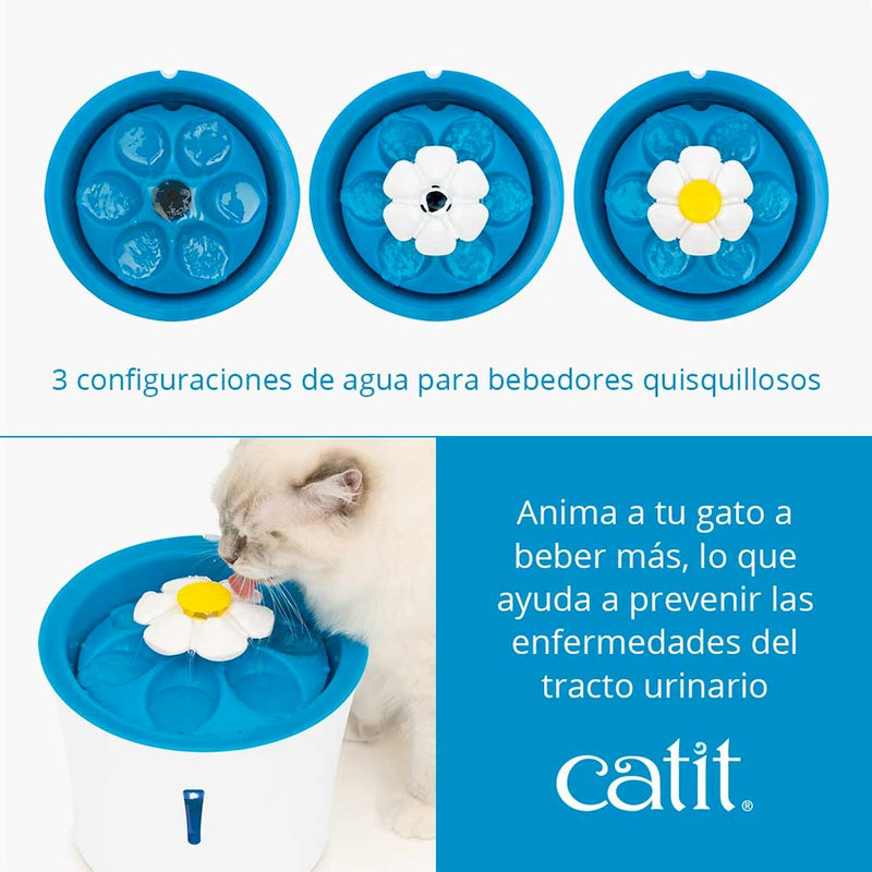 Catit - Bebedero Electrico Fuente de agua Flor con Luz LED 3lt