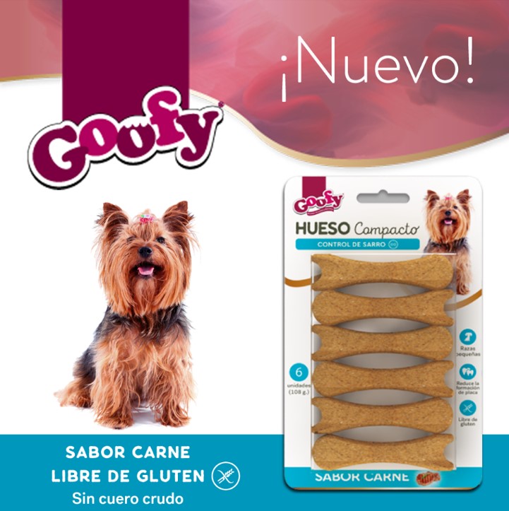 Goofy - Hueso Compacta Raza Pequeña Sabor Carne 6uni 108gr