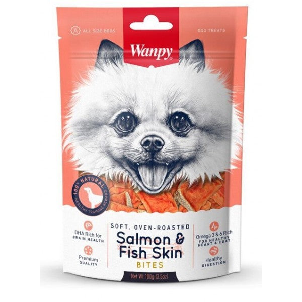 Wanpy - Salmon & Fish Skin Bites 100gr