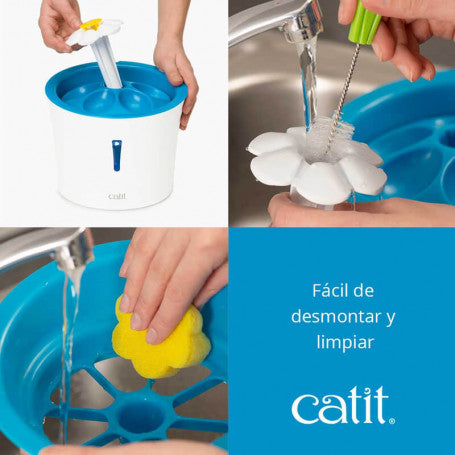 Catit - Bebedero Electrico Fuente de agua Flor con Luz LED 3lt